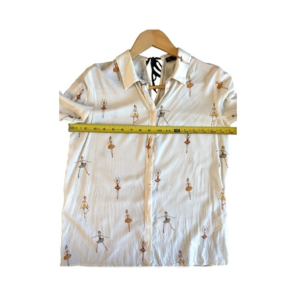 Zara Cream Ballerina Blouse with Tiny Black Bow Tie - Picture 9 of 14